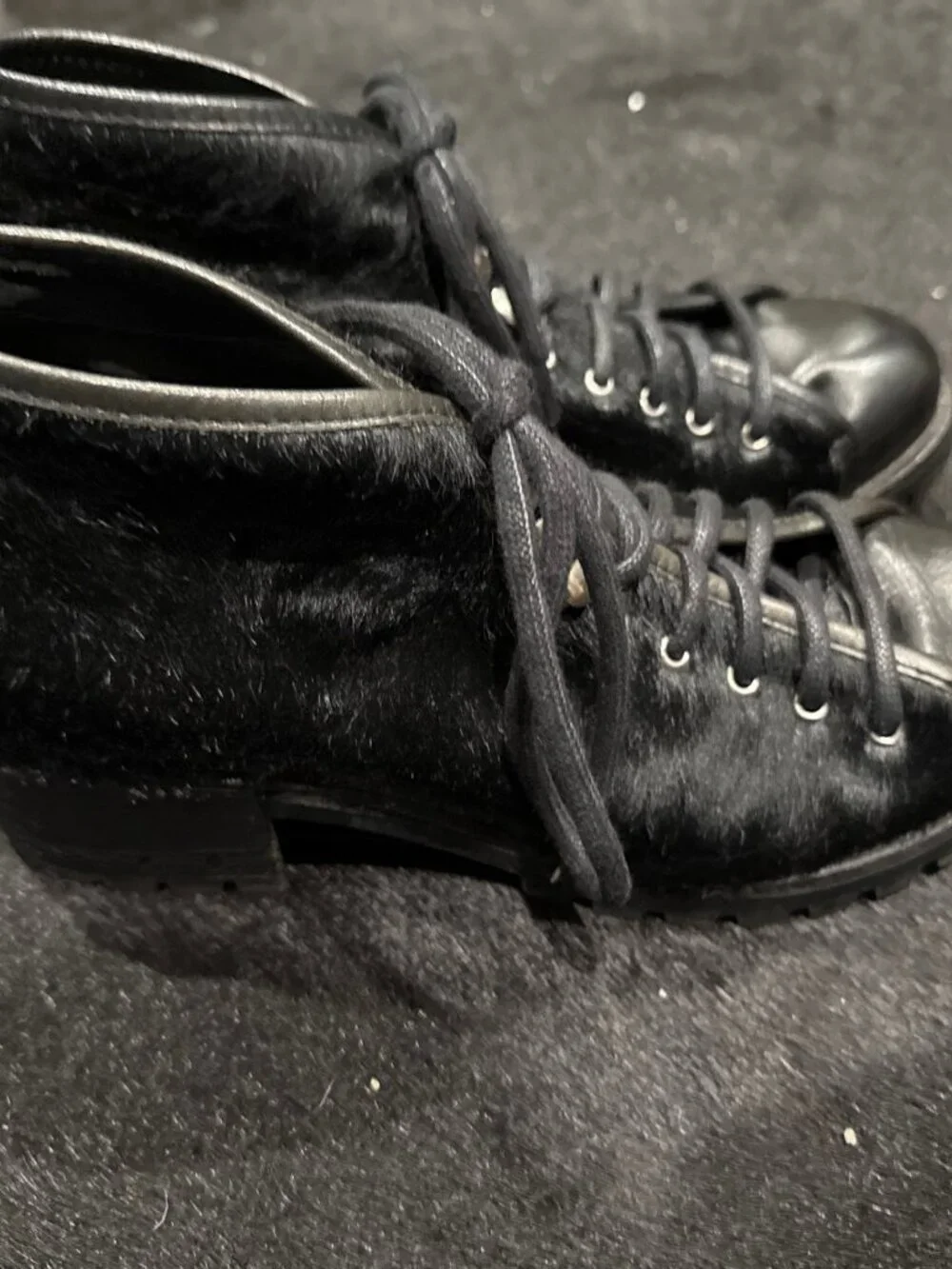 Vintage Women's Topshop Black LTT Ponyhair Heeled Boots 38 US 7.5